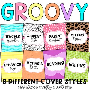Groovy Leopard and Dalmatian Binder Covers and Spines l Editable