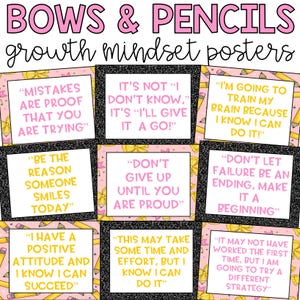 Kokette Bögen und Bleistifte Wachstum Mindset Poster
