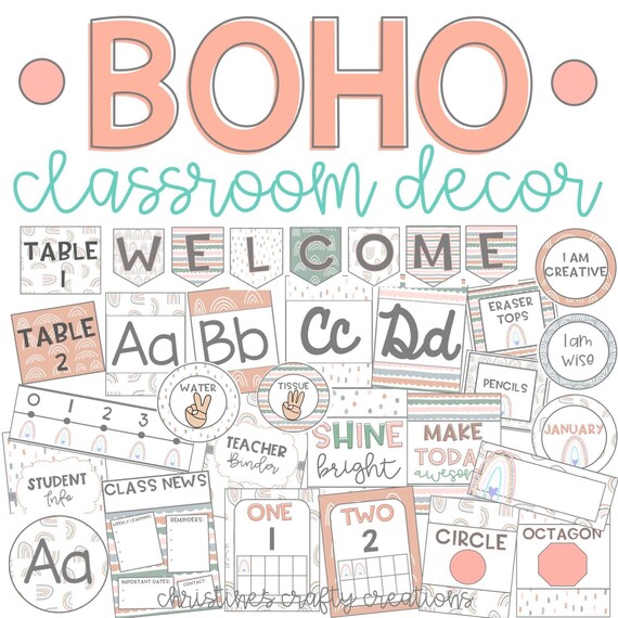 BOHO Classroom Decor Bundle Etsy
