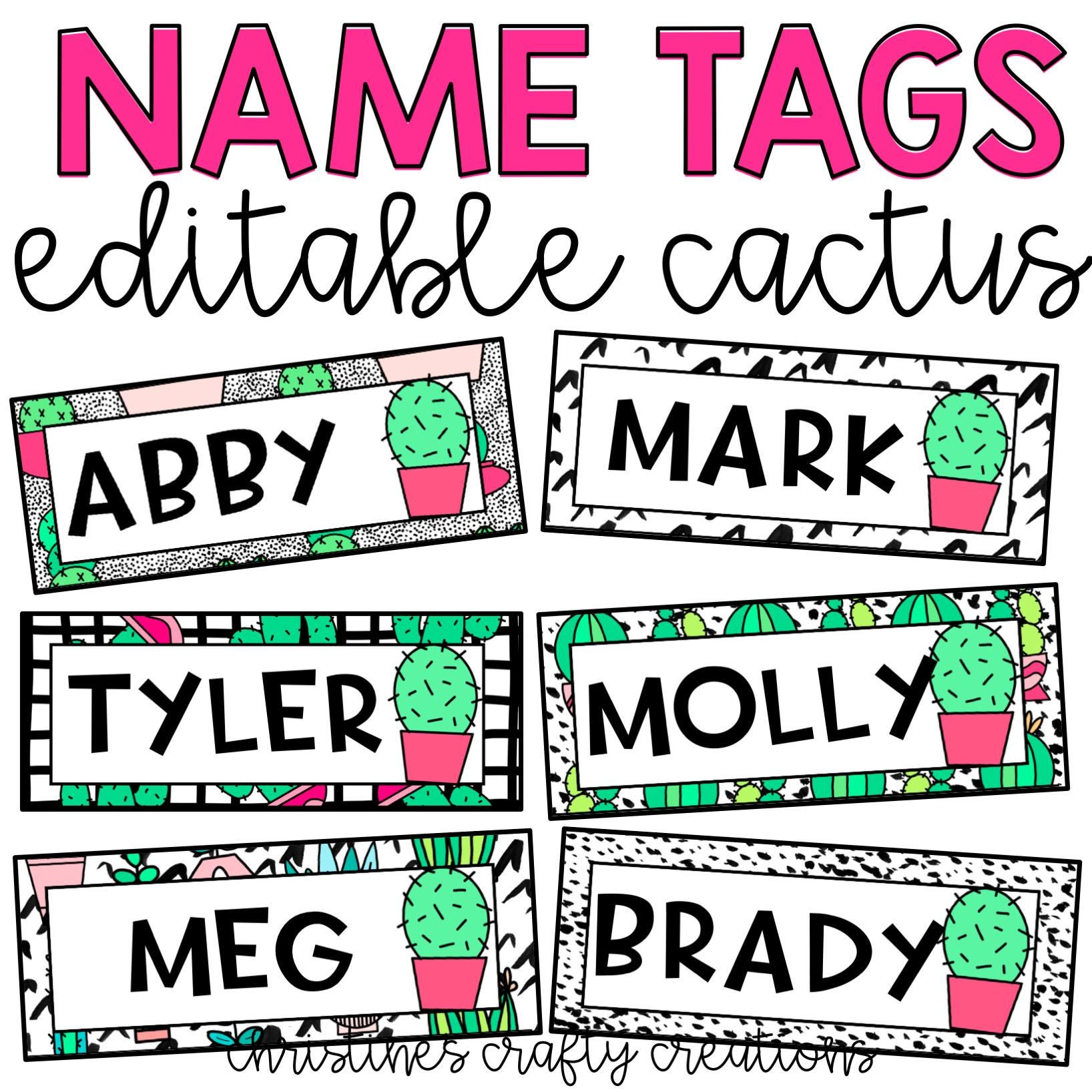 Cactus Name Tags L Editable - Etsy cactus-name-tags-l-editable-etsy