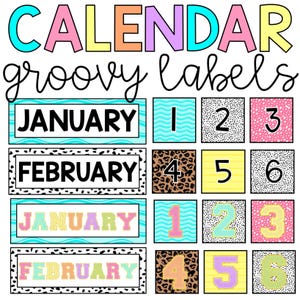 Groovy Leopard and Dalmatian Calendar Labels l Editable