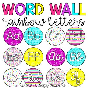 Bright Rainbow Boho Word Wall Letters