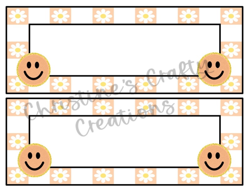 Retro Daisy Name Tags L Editable Etsy