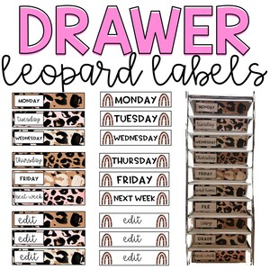 Leopard 10 Drawer Labels l Editable