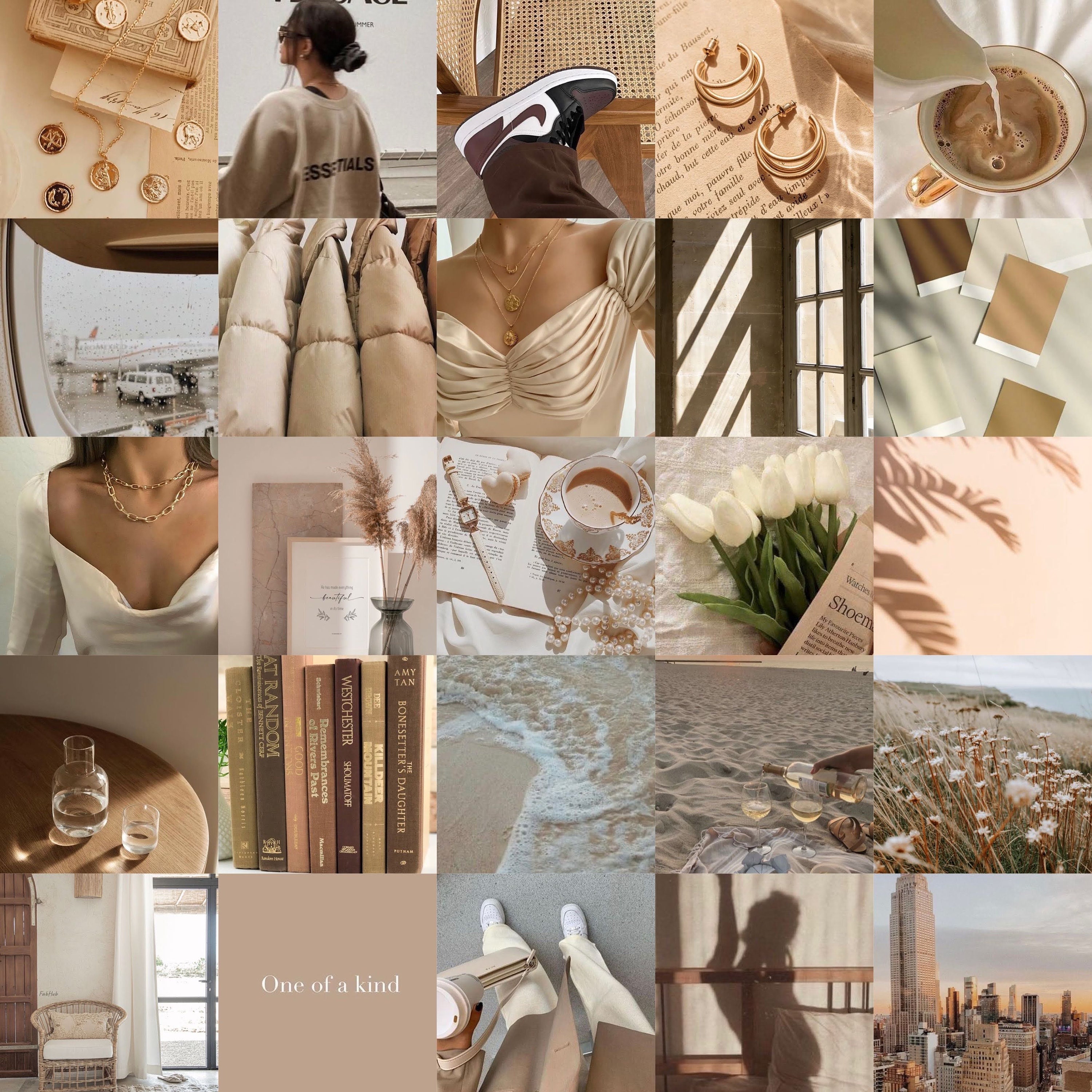 90 Neutral & Beige Aesthetic Photo Wall Collage Kit Boujee | Etsy