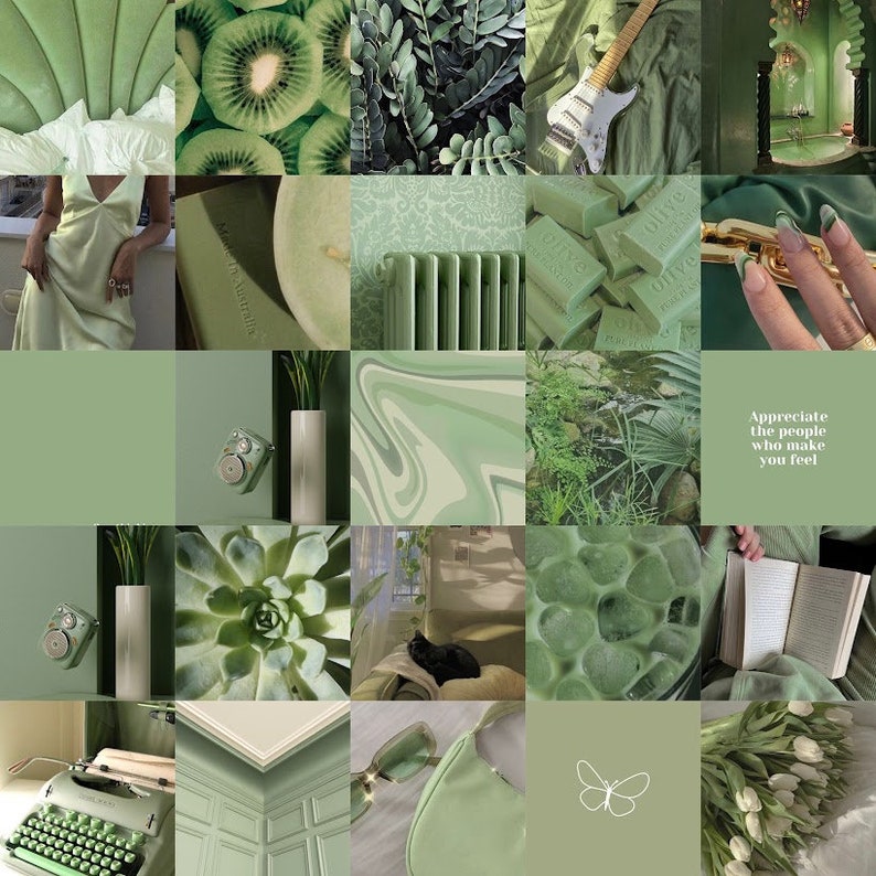 50 Sage Green Wall Collage Kit Soft Green Botanical - Etsy