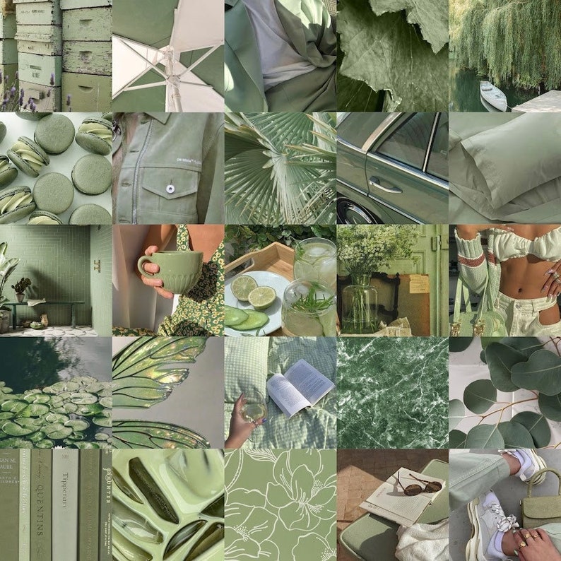 50 Sage Green Wall Collage Kit Soft Green Botanical - Etsy
