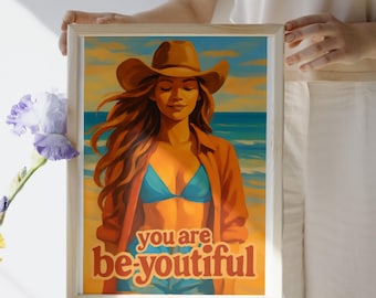 Coastal Cowgirl Art Print: Western Boho Beach Decor (Digital Download)
