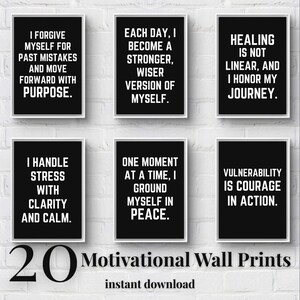 Men&#39;s Motivational Wall Art Prints: Home Gym Decor (Digital Download, Set of 20)