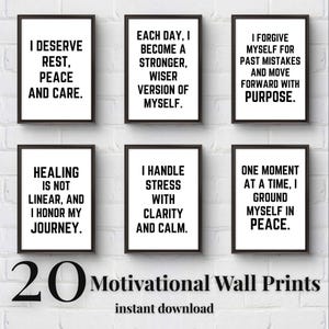 Men&#39;s Motivational Wall Art Prints: Home Office Decor (Digital Download, Set of 20)