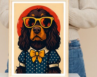 Retro Cocker Spaniel Print: Funny Dog in Sunglasses (Digital Download)