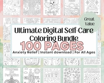 The Ultimate Self-Affirmation Coloring Bundle – 100 Printable Pages for Confidence, Mindfulness & Self-Love, Anxiety Relief Instant Download