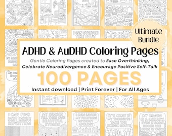 ADHD Neurodivergent Affirmation Målarbok: Mindfulness Konstterapi (Digital Nedladdning)