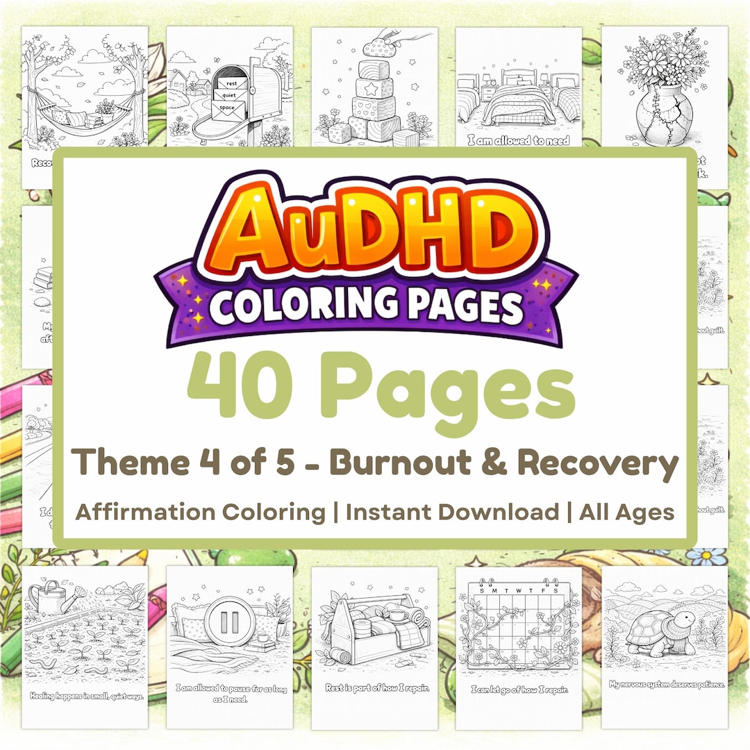 ADHD Autism Affirmation Coloring Pages | Burnout and Recovery (digital ...