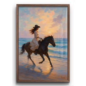 Coastal Cowgirl Art Print: Beach Horse Riding (Digital Download)