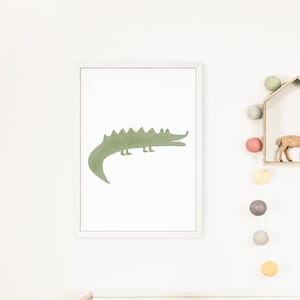 ALLIGATOR / CROCODILE - Animal - Vert / Couleurs Pastel - Illustration pour chambre d'enfant - Affiche et Carte postale - Téléchargement numérique