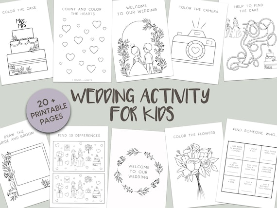 Kinder Hochzeitsheft – Englisch – Über 20 Mal- und Rätselseiten mit Hochzeitsmotiven – Mitmachbuch für Kinder – Hochzeit Malheft – Download