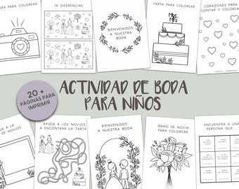 Kids Wedding Activity Book – Spanish – 20+ Coloring and Puzzle Pages – Printable Booklet for Children – Coloring Book – Digital Download