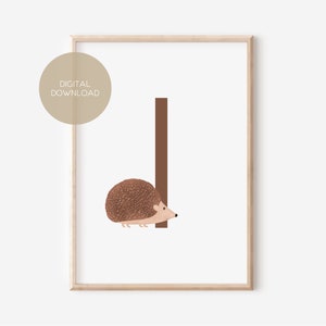 I - IGEL / Deutsch / ABC, Alphabet, Buchstabe, Tier, Name / Kinderzimmer Poster / Digitaler Download