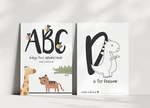 ABC Malbuch – Englisch – Babyparty Spiel – Tieralphabet A-Z Ausmalbilder – Baby Shower Ausmalbuch – Geschenk für Kinder – Digitaler Download