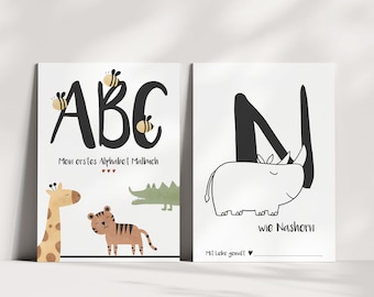 ABC Malbuch – Deutsch – Tieralphabet A-Z Ausmalbilder – Babyparty Spiel – Baby Shower Ausmalbuch – Geschenk für Kinder – Digitaler Download