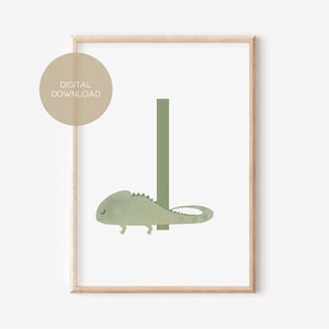 I - IGUANA / Español / ABC, Alfabeto, Letra, Animal, Nombre / Afiche de Guardería / Descarga Digital