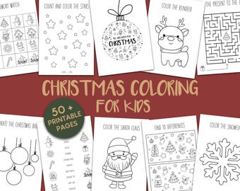 Christmas Activity Book for Kids – English – Over 50 Pages of Coloring, Puzzles & Games – Advent Fun Bundle – Printable PDF Download