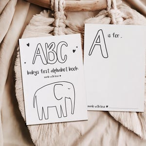 ABC coloring book for baby shower – fun guest activity – blank alphabet A-Z – printable coloring pages – baby keepsake – digital download