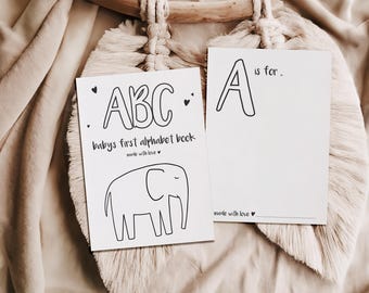 ABC-Malbuch – Englisch – Babyparty-Spiel – Blanko-Alphabet – A-Z für Kinder – Ausmalbilder zum Ausdrucken – Baby Shower – Digitaler Download