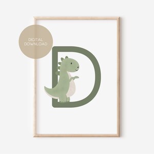 D - DINO / inglese, tedesco / ABC, alfabeto, lettera, animale, nome / poster della scuola materna, cartolina / download digitale