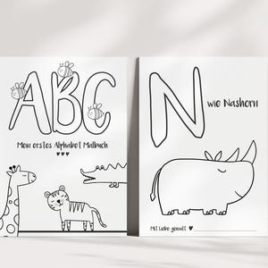 ABC Coloring Book – German – Baby Shower Game – Animal Alphabet A-Z Coloring Pages – Baby Shower Coloring Book – Gift for Children – Digital Download