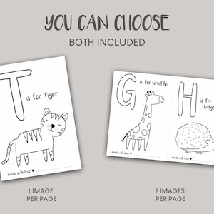 Coloring Book ABC – English – Baby Shower Game – Animal Alphabet A-Z Pages – Printable Coloring Book – Gift for Kids – Digital Download image 2