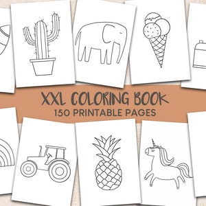 150 FEUILLES DE COLORIAGE / ENSEMBLE XXL / Coloriages Montessori pour enfants / Livre de coloriage pour les tout-petits à partir de 1 an / Téléchargement numérique