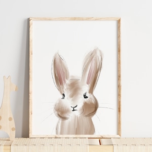 Hase / Osterhase / Waldtier / Tier / Ostern - braun / beige - Illustration für Kinderzimmer - Poster / Postkarte - Digitaler Download
