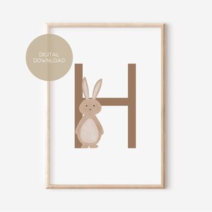 H - CONEJO / Alemán / ABC, Alfabeto, Letra, Animal, Nombre / Cartel de guardería / Descarga digital