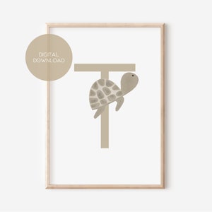 T - TURTLE / Englisch / ABC, Alphabet, Buchstabe, Tier, Name / Kinderzimmer Poster / Digitaler Download