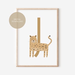 J - JAGUAR / Inglés, Alemán / ABC, Alfabeto, Letra, Animal, Nombre / Cartel de guardería / Descarga digital