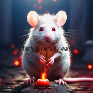Infernal White Mouse Familiar - Fire Elemental Spirit Companion