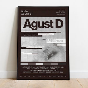 SUGA - AGUST D Album Cover Poster Room Decor Wall Music Decor Music Gifts