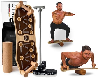 Balance Liegestütze Brett mit brauner Grip-Oberfläche - Perfektes Fitness Geschenk für Männer zu Weihnachten - Sport Geschenke für Sportler