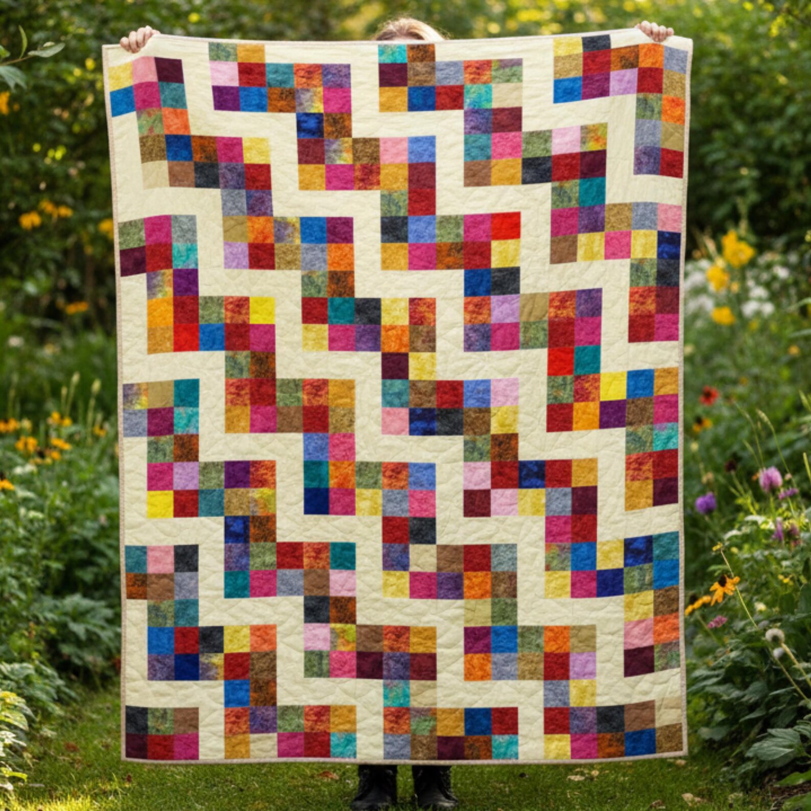 Modern Pinwheel Quilt Pattern | Radiant Steps, Geometric (PDF Download ...
