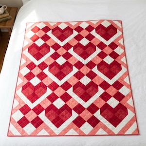 Heart Quilt Pattern PDF, Valentine Baby Girl Patchwork Beginner (Instant Download)