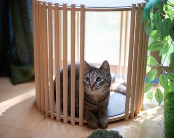 Round cat house, Modern cat house, Modern cat furniture, Cat climbing, Cat tree, Handmade cat furniture, High-quality cat furniture