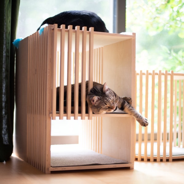 Etsy Design Awards Winner 2022 - Rectangular cat house, Large cat house, Modern cat bed, Modern cat furniture, Handmade cat furniture