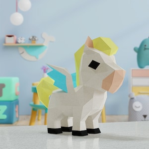 Modelli Pony Papercrafts, Pony con ali, modelli per assemblare un Pony Papercraft, sgombro con le ali