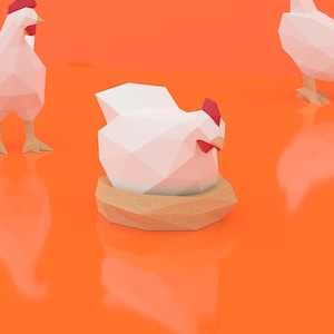 Gallina echada Papercrafts, Gallina poniendo huevo, Gallina echada Pdd, svg,dxf, Diy, Gallina echada digital,