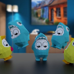 Ei im Babyhai. Papercrafts PDF, 3D-Papierskulptur-Vorlagen und Anleitungen