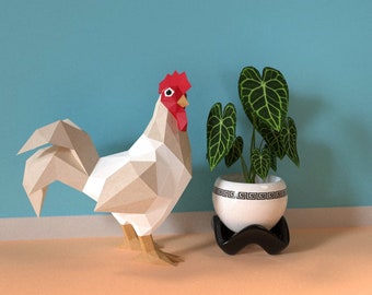 Rooster Papercrafts templates,PDF,SVG,DXF Rooster 3d digital, chicken farm,
