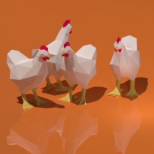 chicken papercrafts, SVG/DXF/PDF/ chicken templates/ paper chicken/ chicken origami/ chicken papercraft/ papercraft templates