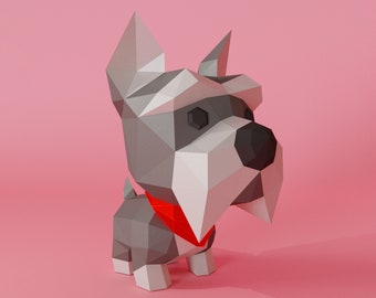 Schnauzer puppy, Papercrafts templates PDF,DXF